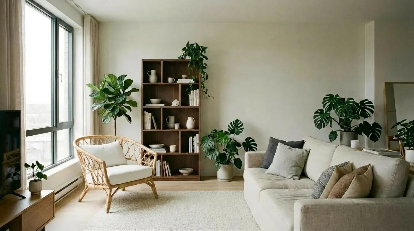 AI furniture replacement result with reference images